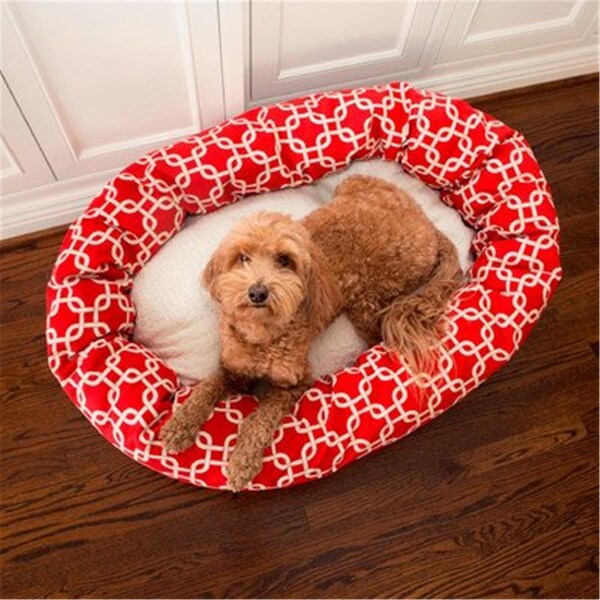 River Soap Co MajesticPet  32 in. Links Sherpa Donut Pet Bed, Red - 788995542308