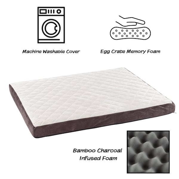 Pet Adobe Pet Bed Bamboo Charcoal Infused Odor Resistant Egg Crate Foam Orthopedic Cushion 36 x 27 x 2.75 - 987302WZD