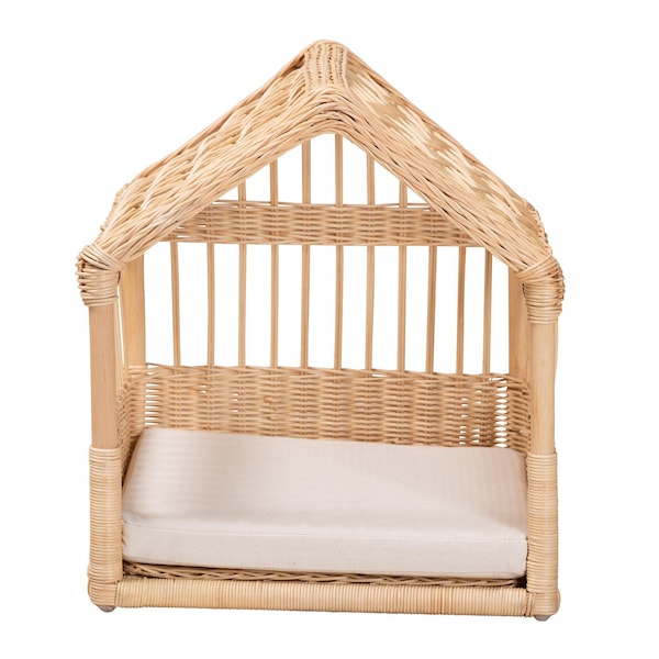 Baxton Studio Pieta Modern Bohemian Natural Brown Rattan Pet Bed - 232-13228-ZORO