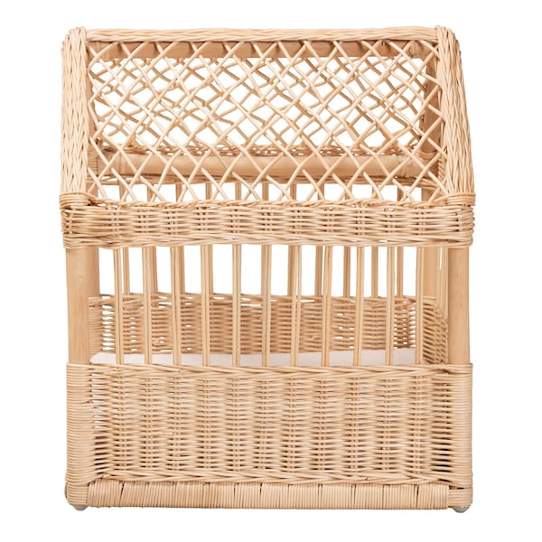 Baxton Studio Pieta Modern Bohemian Natural Brown Rattan Pet Bed - 232-13228-ZORO