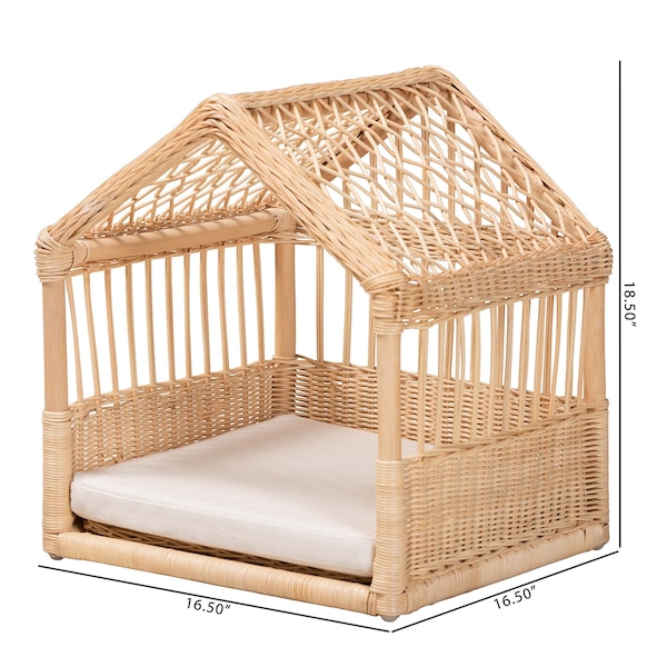 Baxton Studio Pieta Modern Bohemian Natural Brown Rattan Pet Bed - 232-13228-ZORO