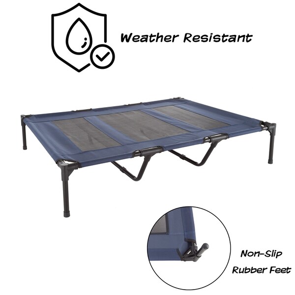 Pet Adobe Elevated Portable Pet Bed Cot-Style with Non-Slip for Dogs and Small Pets, Indoor/Outdoor Blue - 510486PAG