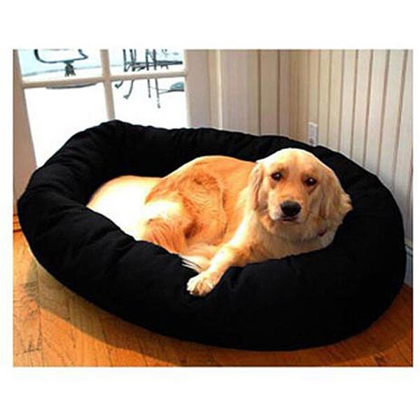 Majestic Pet 40 in. Large Bagel Bed- Black and Sherpa - 788995612407