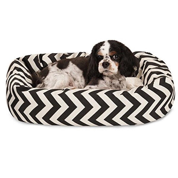 River Soap Co MajesticPet  25 in. Zig Zag Sherpa Donut Pet Bed, Black - 788995540274