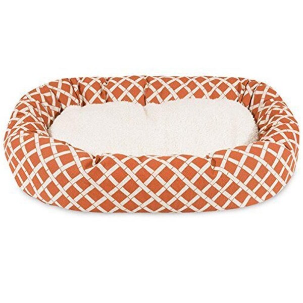 River Soap Co MajesticPet  25 in. Bamboo Sherpa Donut Pet Bed, Burnt Orange - 788995540014