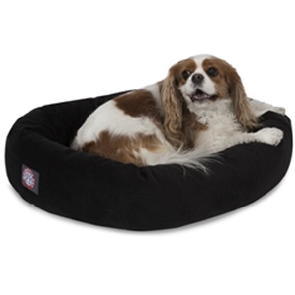 Majestic Pet 24 in. Black Suede Bagel Dog Bed - 78899567207