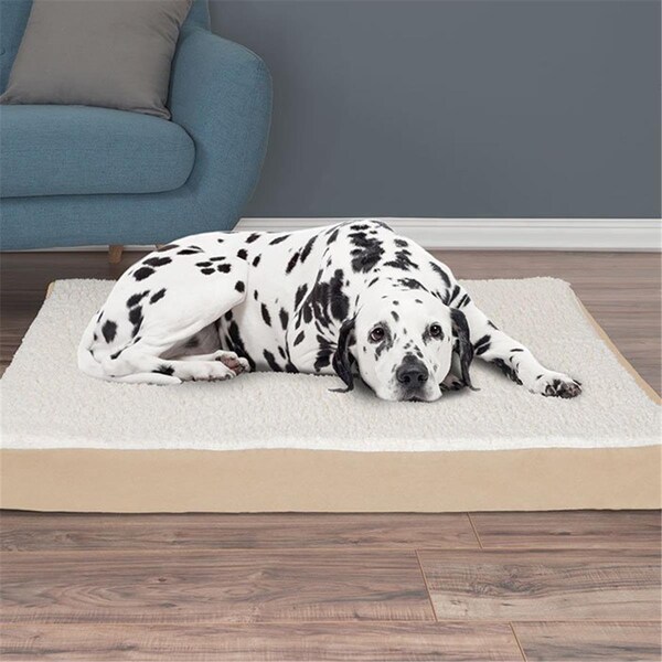 Daretocare Orthopedic Sherpa Top Pet Bed with Memory Foam & Removable Cover - Tan - Large - DA3236332