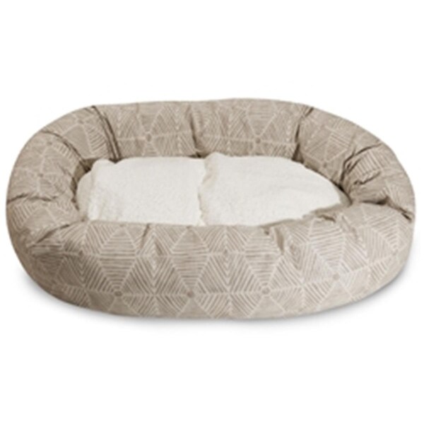 Majestic Pet 52 in. Charlie Beige Metallic Sherpa Bagel Bed - 78899554667