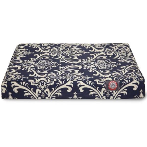 Majestic Pet 78899551407 French Quarter Orthopedic Memory Foam Rectangle Dog Pet Bed, Navy Blue - Medium - 788995514080