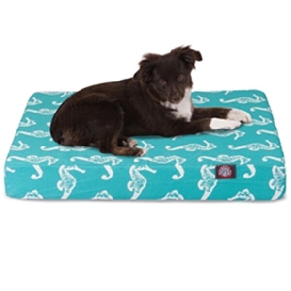 Majestic Pet Teal Sea Horse Small Orthopedic Memory Foam Rectangle Dog Bed - 78899551253