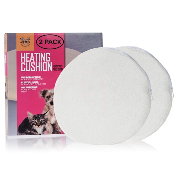 Arf Pets Microwavable Pet Heating Pad, Self Warming Mat with Cozy Cover and Cushion, 2PK - APMCWM2PCK