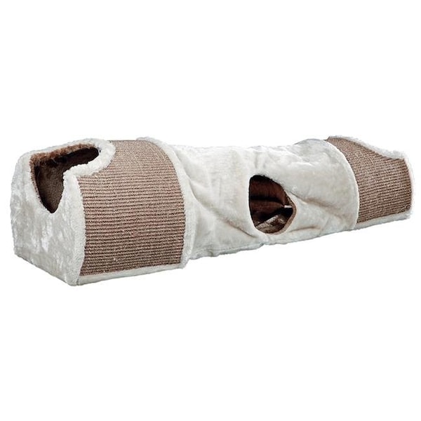 Trixie Pet Products Trixie Pet Products 43004 Plush Nesting Tunnel for Cats; Light Gray & Brown - 43004