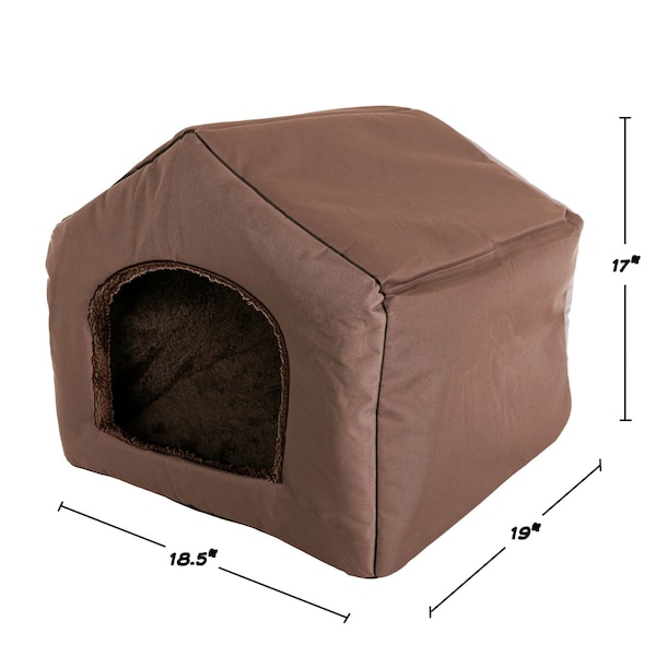 Pet Adobe Pet Adobe Cozy Cottage House Shaped Pet Bed - Brown 19x18.5x17 - 519573LQB