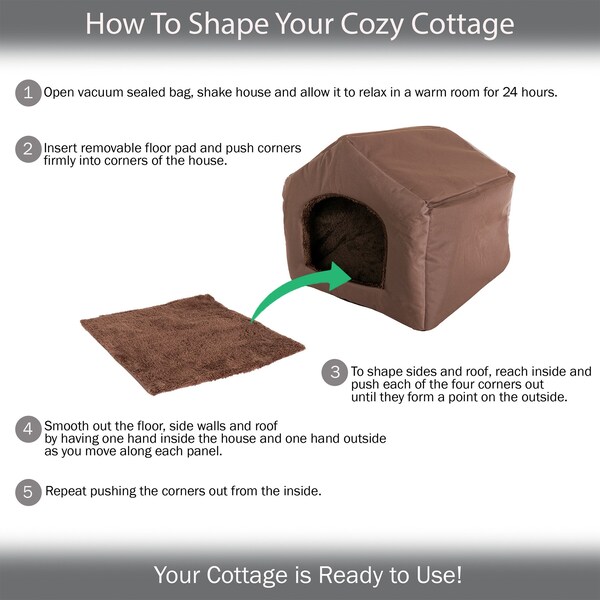 Pet Adobe Pet Adobe Cozy Cottage House Shaped Pet Bed - Brown 19x18.5x17 - 519573LQB