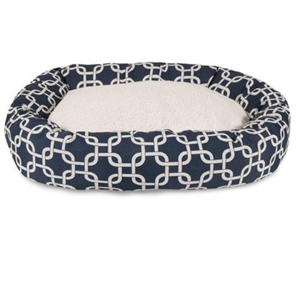 River Soap Co MajesticPet  32 in. Links Sherpa Donut Pet Bed, Navy Blue - 788995542322