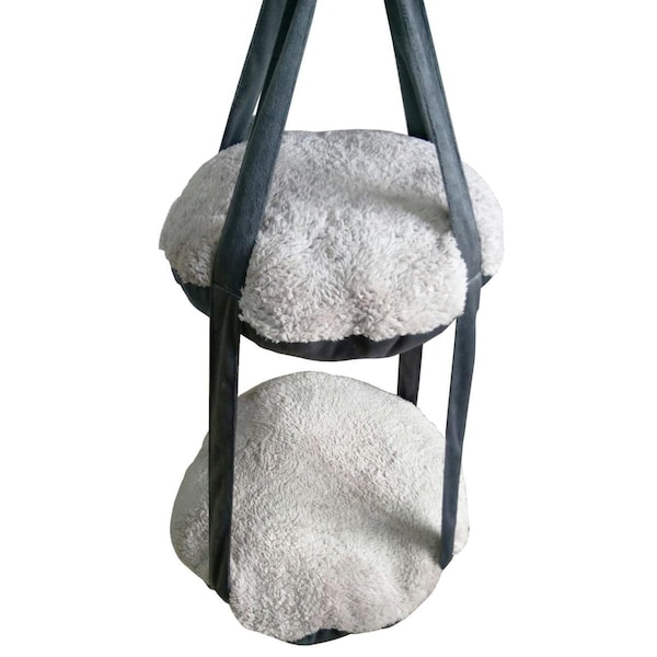 Petpurifiers Kittyhaus Dual Lounger Kitty Cat Pillow Hammock Lounge, Grey - One Size - PE821547