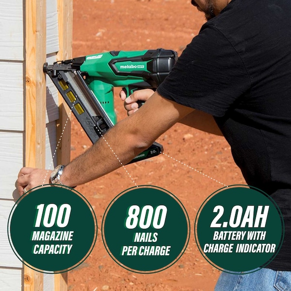 Metabo Hpt 18V Cordless 15-Gauge Angled Finish Nailer 1 x 2.0Ah - NT1865DMASTM