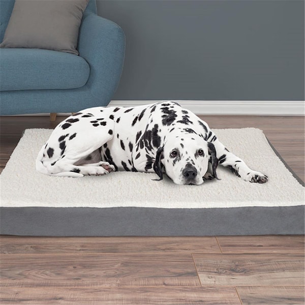 Daretocare Orthopedic Sherpa Top Pet Bed with Memory Foam & Removeable Cover - Gray - DA3242194