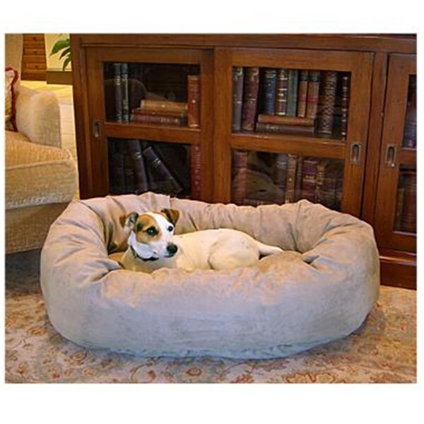 Majestic Pet 78899567205 24 in. Bagel Dog Pet Bed Suede Stone - 788995672050