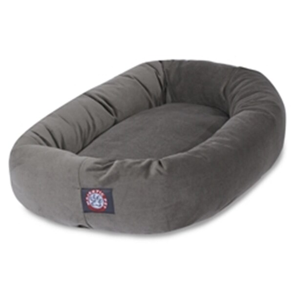 Majestic Pet 52 in. Gray Suede Bagel Dog Bed - 78899567503
