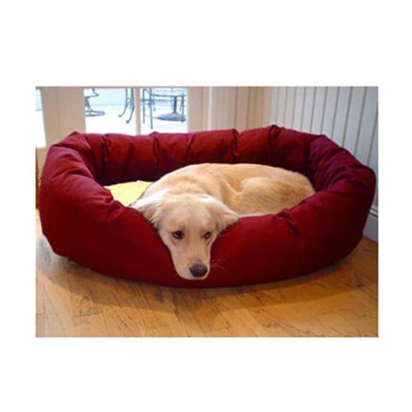 Majestic Pet 32 in. Medium Bagel Bed- Burgundy and Sherpa - 788995612346
