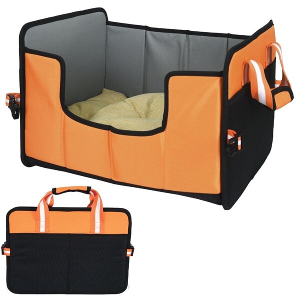 Petpurifiers Travel-Nest Folding Cat & Dog Bed, Orange - Large - PE3164149