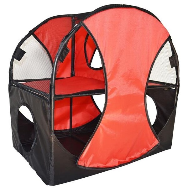 Petpurifiers Kitty Play Pet Cat House; Red & Black - One Size - PE939729