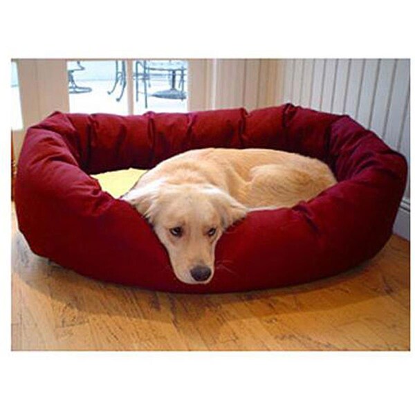 Majestic Pet 40 in. Large Bagel Bed- Burgundy and Sherpa - 788995612445