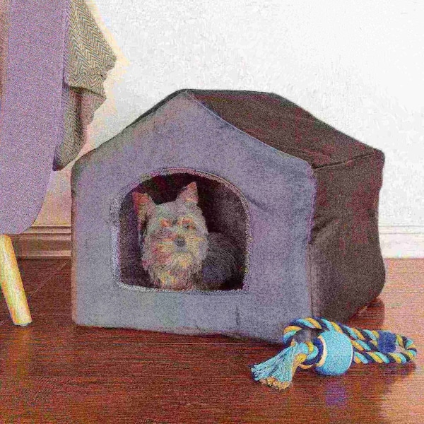 Pet Adobe Pet Adobe Cozy Cottage House Shaped Pet Bed - Gray 19x18.5x17 - 139062RXU