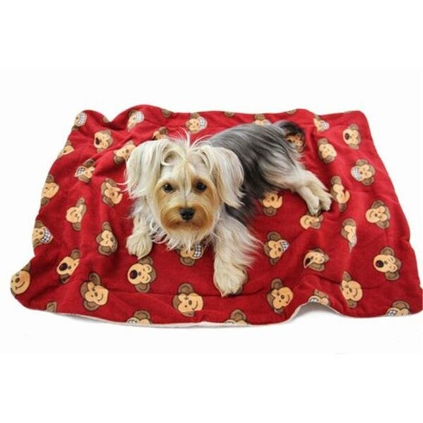 Klippo Pet Klippo Pet KBLNK054 Silly Monkey Ultra-Plush Blanket; Burgundy - One Size - KBLNK054