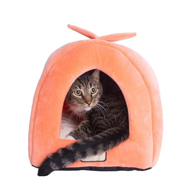 Aeromark Aeromark C10HCS-MB Armarkat Pet Bed Cat Bed 14 x 14 x 21 - Orange & Ivory - C10HCS/MB