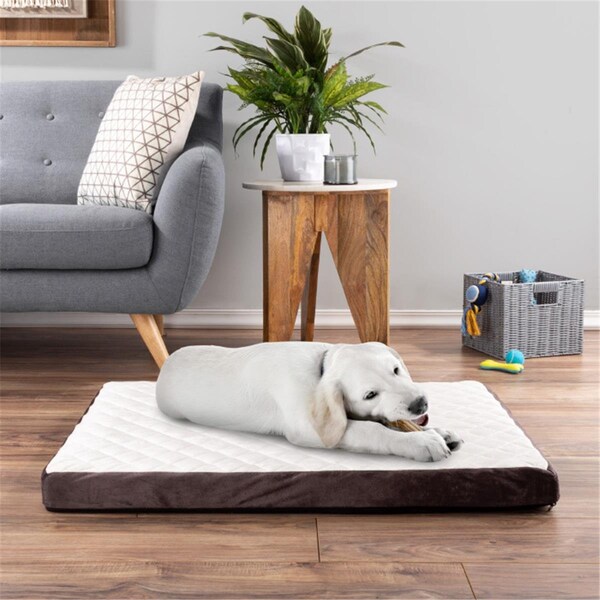 Daretocare Bamboo Charcoal Infused Odor Resistant Egg Crate Foam Ortho Cushion Pet Bed - 36 x 27 x 2.75 in. - DA2005221