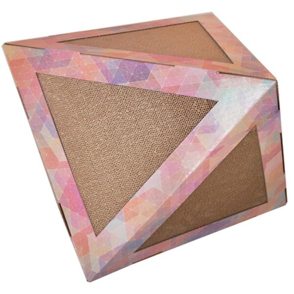 Petpurifiers Ultra Premium Collapsible Puzzle Pet Cat Scratcher House, Pink Pattern - One Size - PE2640302