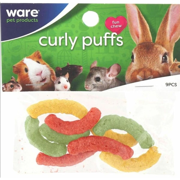 Ware Pet Product Critter Small Animal Mult-Color Curly Puffs Chews - 911483