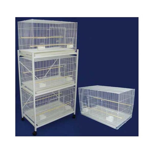 Peticare Lot of 4 Medium Breeding Cages with One 3 Tie Stand in White - PE1629877