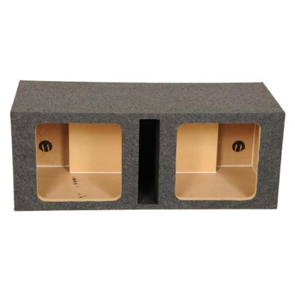 Q Power 12 in. Dual Square Vented Subwoofer Speaker Enclosure Box, Black - HD212 VENT SQ