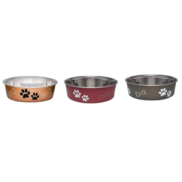 Loving Pets Loving Pets Assorted Bones and Paw Prints Stainless Steel Extra Large Pet Bowl For Dog - 7407XLBM