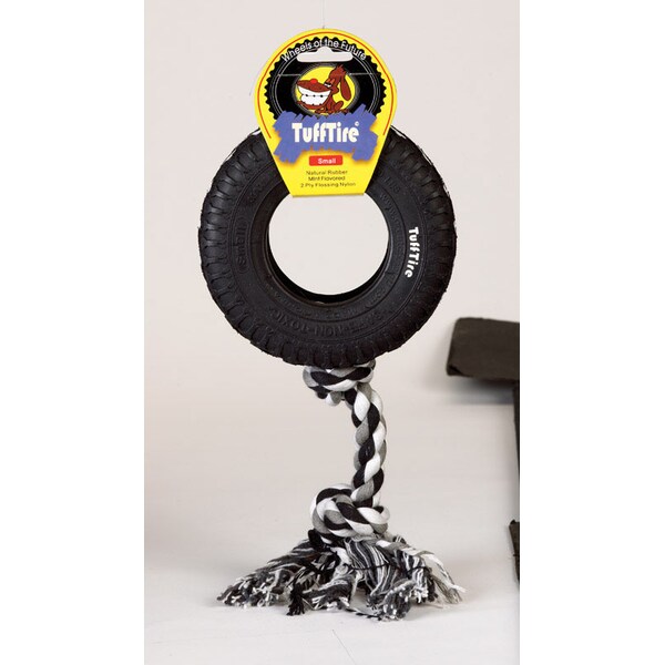 Tufftire Boss Pet TuffTire Black Rubber Rope/Rubber Dog Tug Toy Large 1 pk - 52988