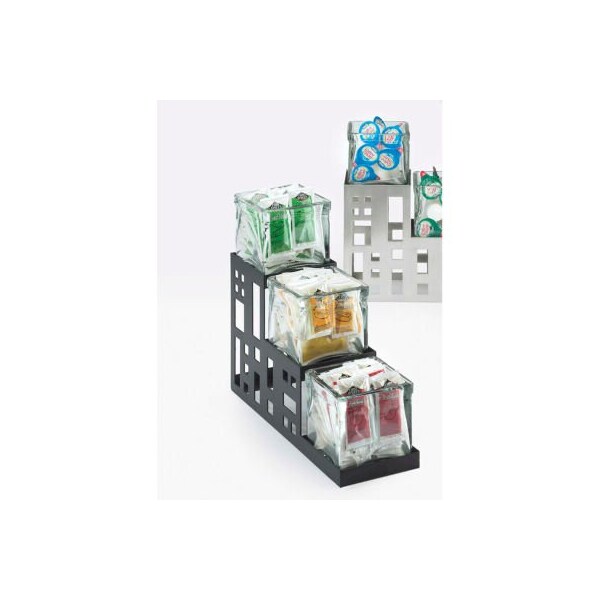 Cal Mil Plastics Cal-Mil Squared 3 Step Jar Display 4"W x 12"D x 7-1/4"H Black - 1604-13