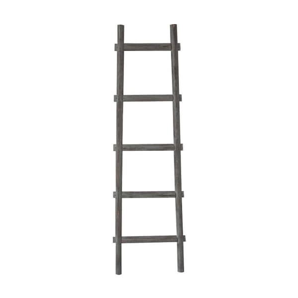 Fienddemonio 59 x 18 x 2 in. 5 Step Decorative Shelve Ladder, Grey - Wood - FI2627345