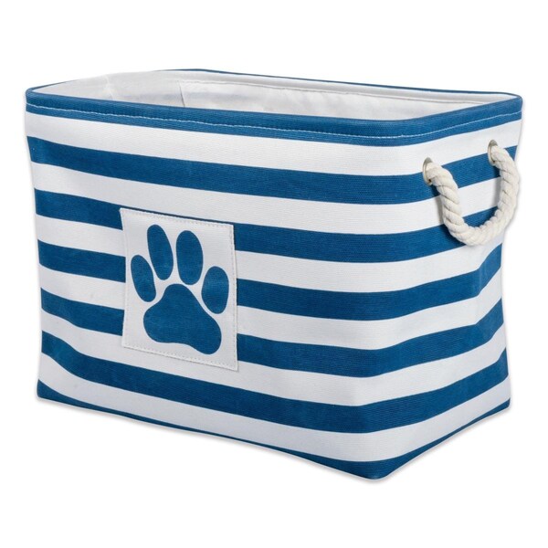 Convenience Concepts 17.5 x 12 x 15 in. Polyester Pet Rectangle Storage Bin Stripe With Paw Patch, Navy - Large - HI2567747