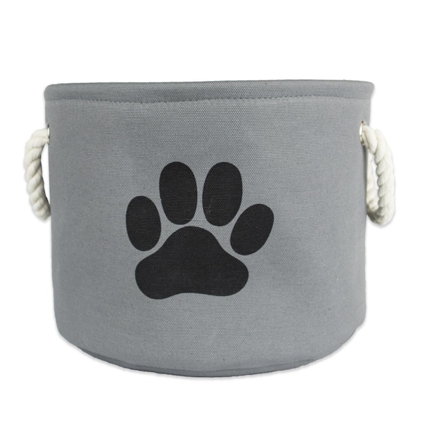 Convenience Concepts 9 x 12 x 12 in. Polyester Round Pet Bin Paw, Grey - Small - HI2567938