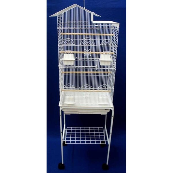 Peticare 68944814WHT Villa Top Small Bird Cage with Stand in White - PE2071343
