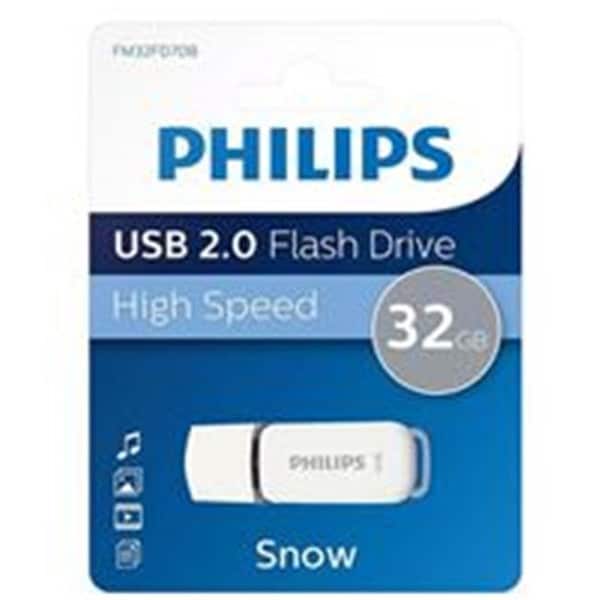 Signify Philips PHMMD32GSNOWU2 USB2.0 Snow 32GB Flash Drive; White & Grey - PHMMD32GSNOWU2