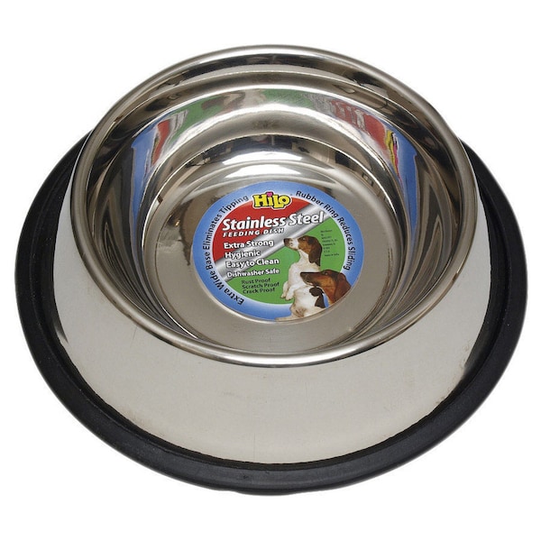 Hilo Hilo Silver Non-Skid Stainless Steel 16 oz Pet Dish For Dog - 57616