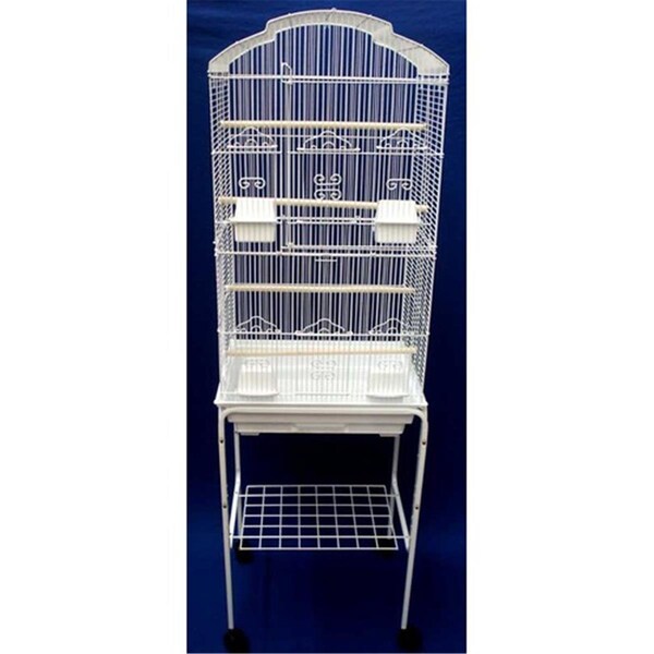 Peticare 68044814WHT Shall Top Small Bird Cage with Stand in White - PE145694