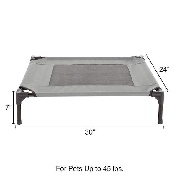 Pet Adobe Elevated Portable Pet Bed Cot-Style 30 inx24 inx7 in for Dogs and Small Pets, Indoor/Outdoor Gray - 302425FGG