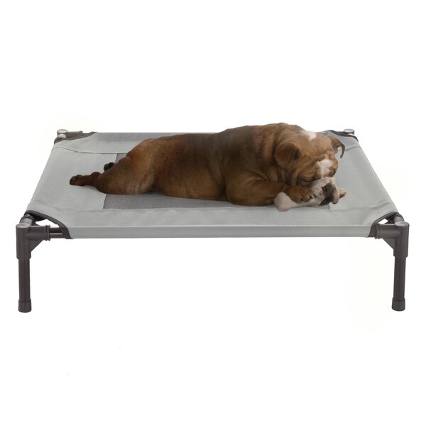 Pet Adobe Elevated Portable Pet Bed Cot-Style 30 inx24 inx7 in for Dogs and Small Pets, Indoor/Outdoor Gray - 302425FGG