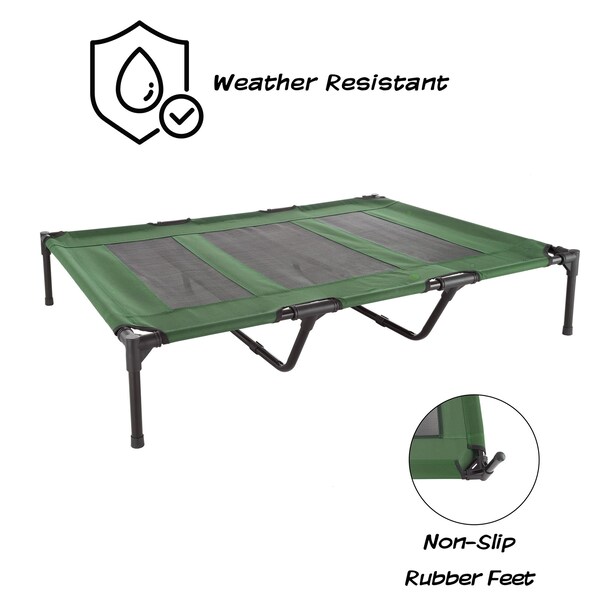 Pet Adobe Elevated Portable Pet Bed Cot-Style 48x35.5x9 in for Dogs and Small Pets, Indoor/Outdoor Green - 642010SAI