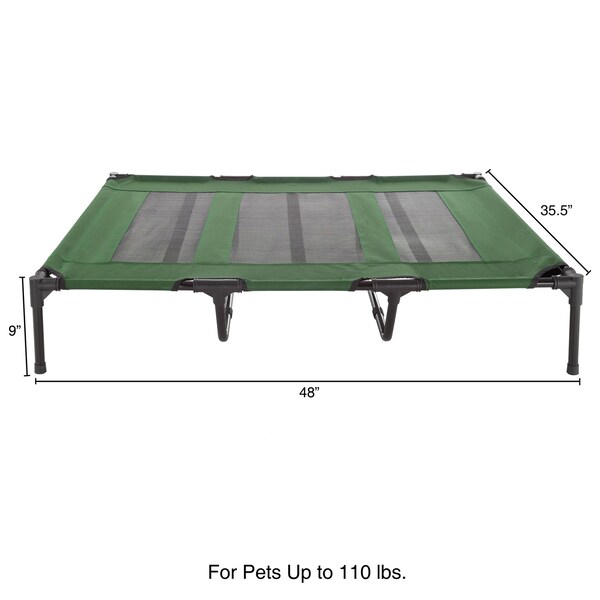 Pet Adobe Elevated Portable Pet Bed Cot-Style 48x35.5x9 in for Dogs and Small Pets, Indoor/Outdoor Green - 642010SAI